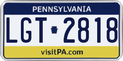 PA license plate LGT2818