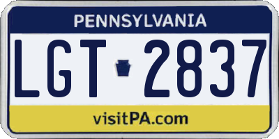 PA license plate LGT2837