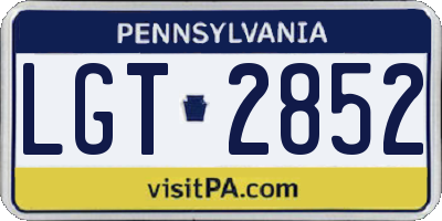 PA license plate LGT2852