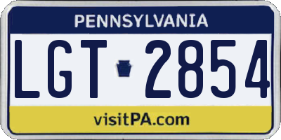 PA license plate LGT2854