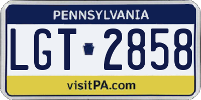PA license plate LGT2858