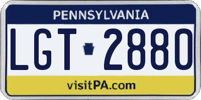 PA license plate LGT2880