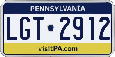 PA license plate LGT2912