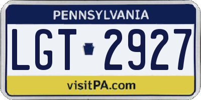 PA license plate LGT2927