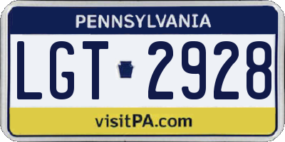 PA license plate LGT2928