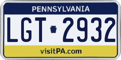 PA license plate LGT2932