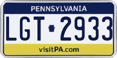 PA license plate LGT2933