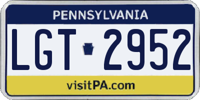PA license plate LGT2952
