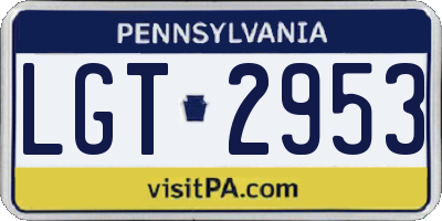 PA license plate LGT2953