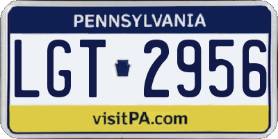 PA license plate LGT2956