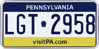 PA license plate LGT2958