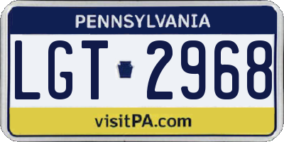 PA license plate LGT2968