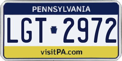 PA license plate LGT2972