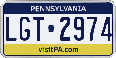 PA license plate LGT2974