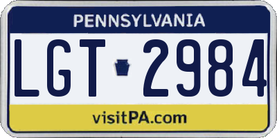 PA license plate LGT2984