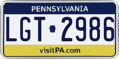 PA license plate LGT2986