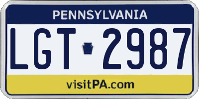 PA license plate LGT2987