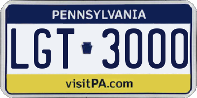 PA license plate LGT3000