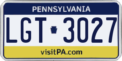 PA license plate LGT3027