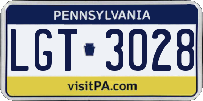 PA license plate LGT3028