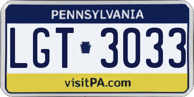 PA license plate LGT3033