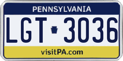 PA license plate LGT3036