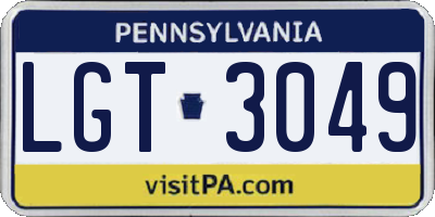 PA license plate LGT3049