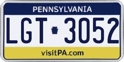 PA license plate LGT3052