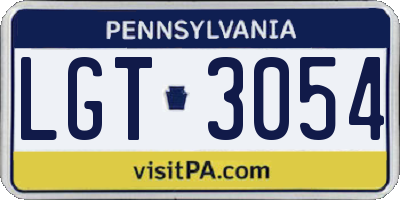 PA license plate LGT3054