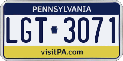 PA license plate LGT3071