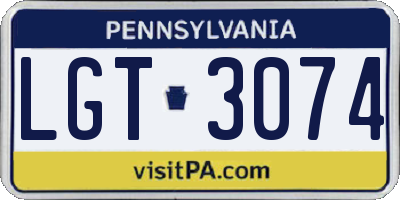 PA license plate LGT3074