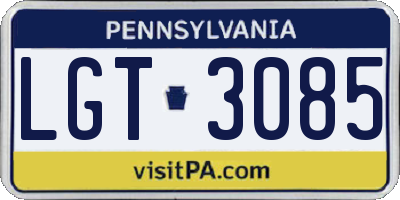 PA license plate LGT3085
