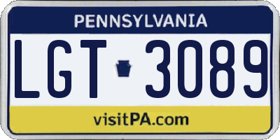 PA license plate LGT3089