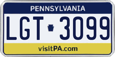 PA license plate LGT3099