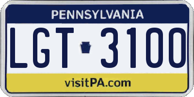 PA license plate LGT3100