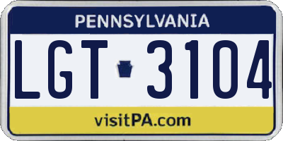 PA license plate LGT3104