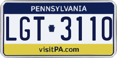 PA license plate LGT3110