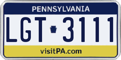 PA license plate LGT3111