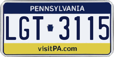 PA license plate LGT3115