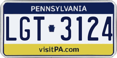 PA license plate LGT3124