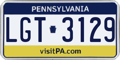 PA license plate LGT3129