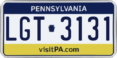 PA license plate LGT3131