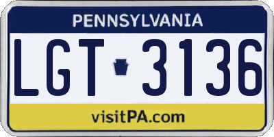 PA license plate LGT3136