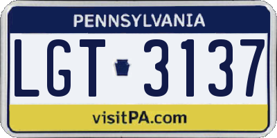PA license plate LGT3137
