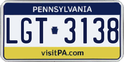 PA license plate LGT3138