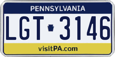 PA license plate LGT3146
