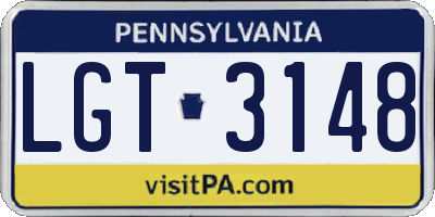 PA license plate LGT3148