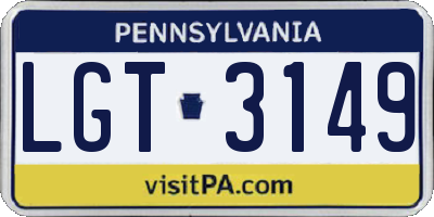 PA license plate LGT3149