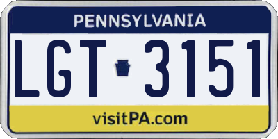 PA license plate LGT3151