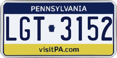 PA license plate LGT3152